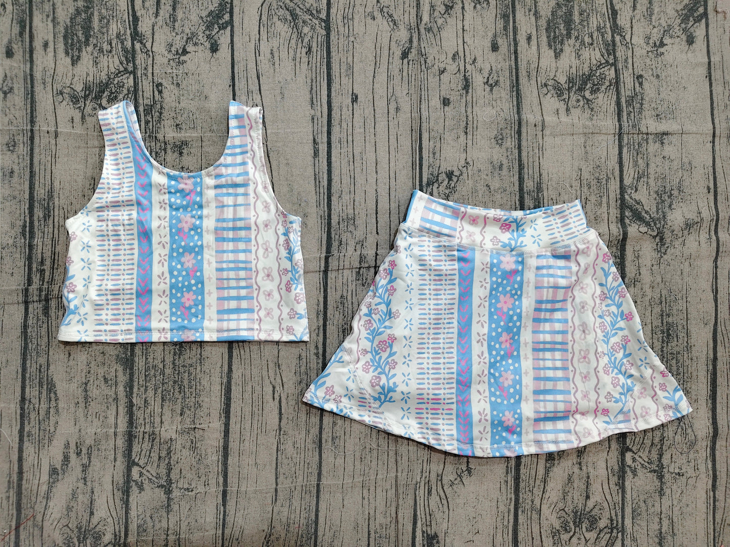 Blue Floral Athletic Set