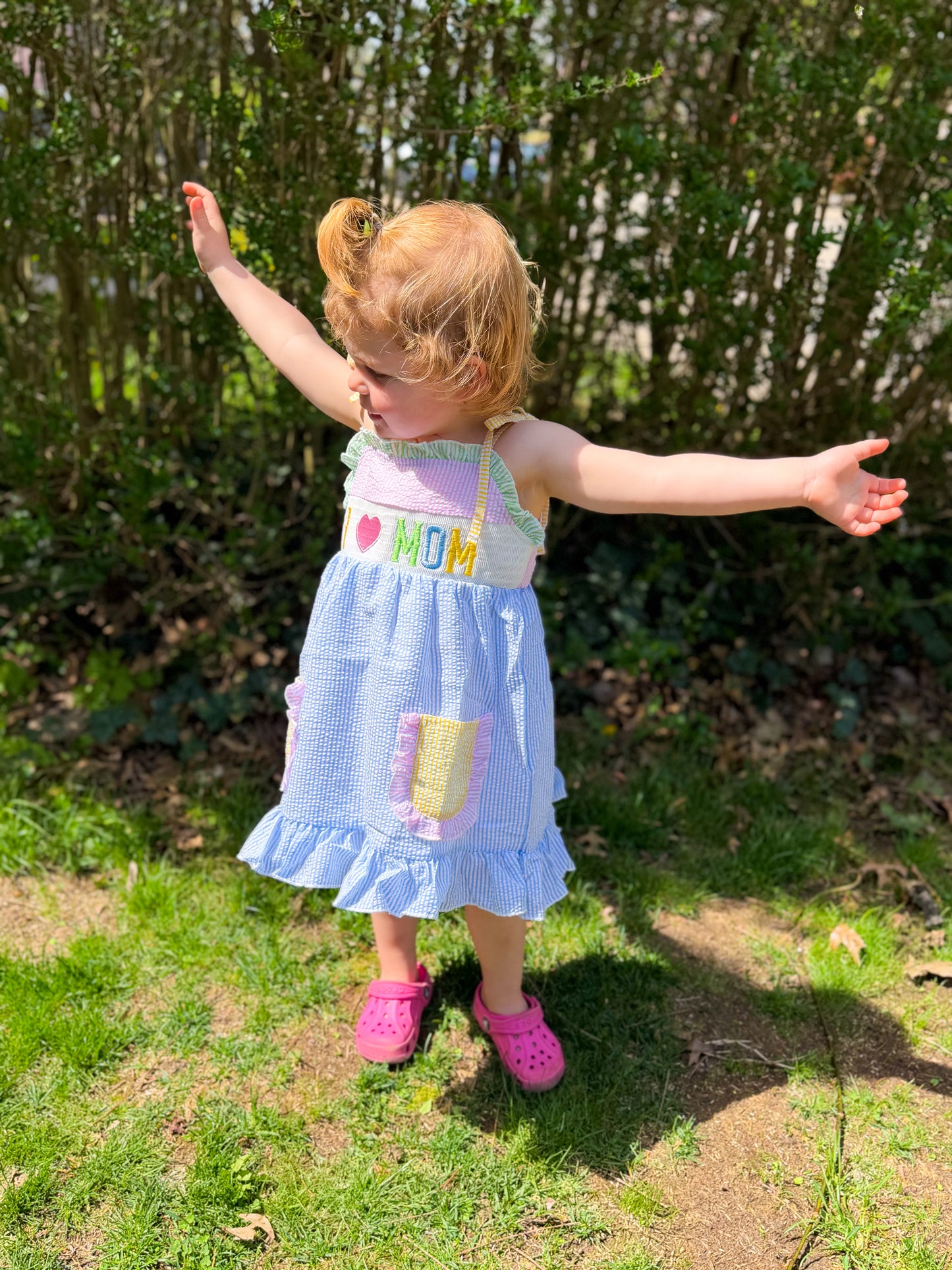 I Love Mom Seersucker Dress
