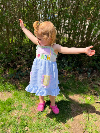 I Love Mom Seersucker Dress