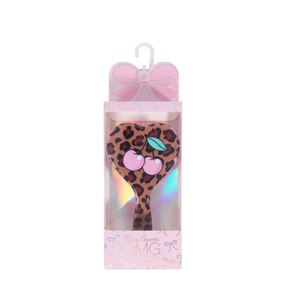 Cherry Leopard Printed Heart Shaped Hairbrush
