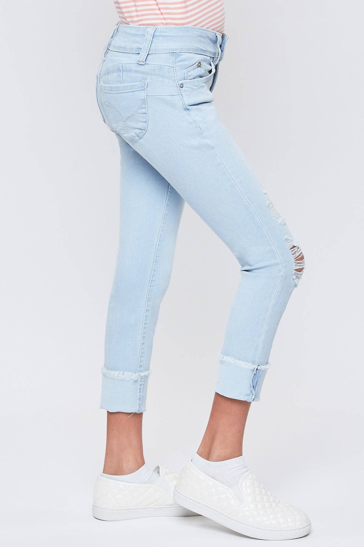 Girls Wannabettafit Mid-Rise Mega Cuff Skinny Jean-GP218953