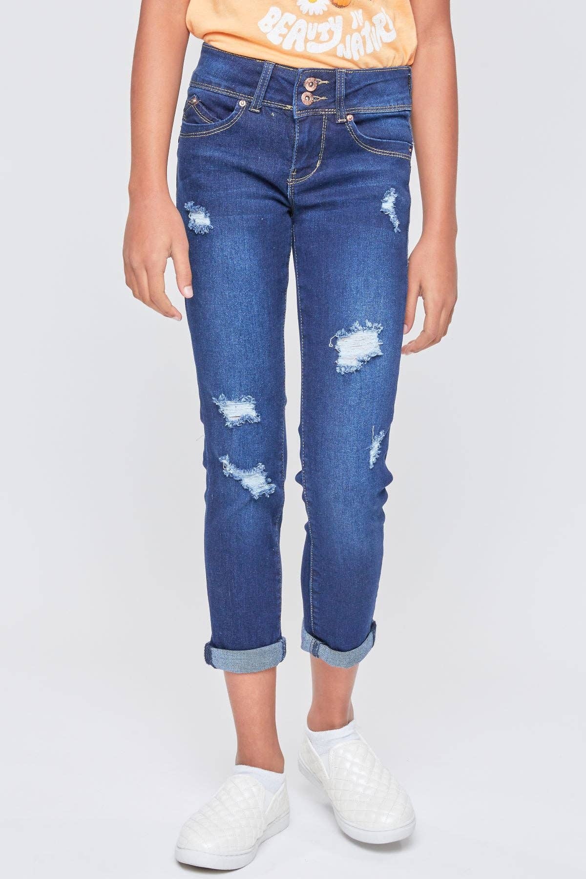 Girls Wannabettafit 2-Button Double Skinny Jeans -GP243051