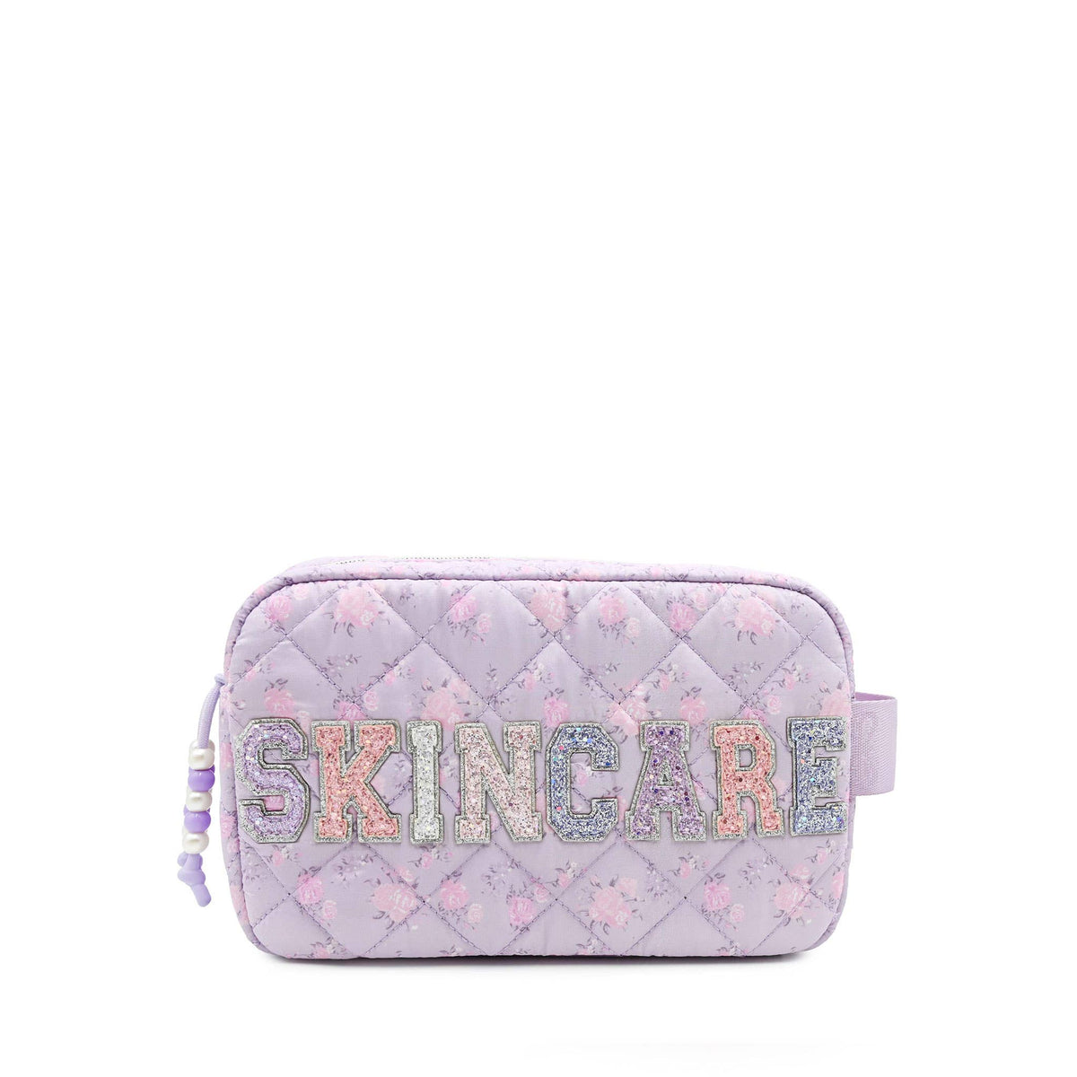 'SKINCARE' Quilted Floral Printed Pouch