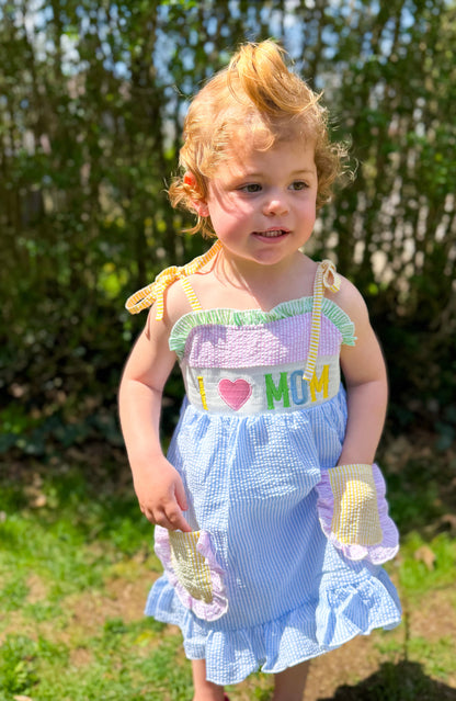 I Love Mom Seersucker Dress