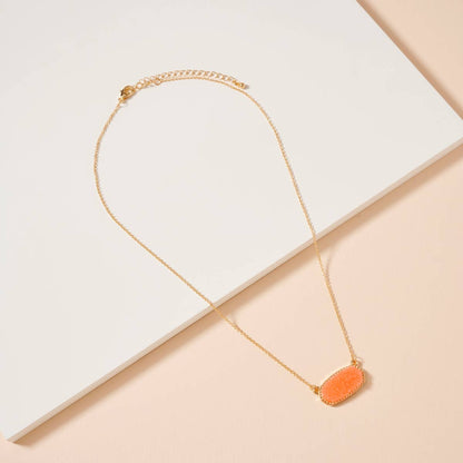 Druzy Stone Pendant Necklace
