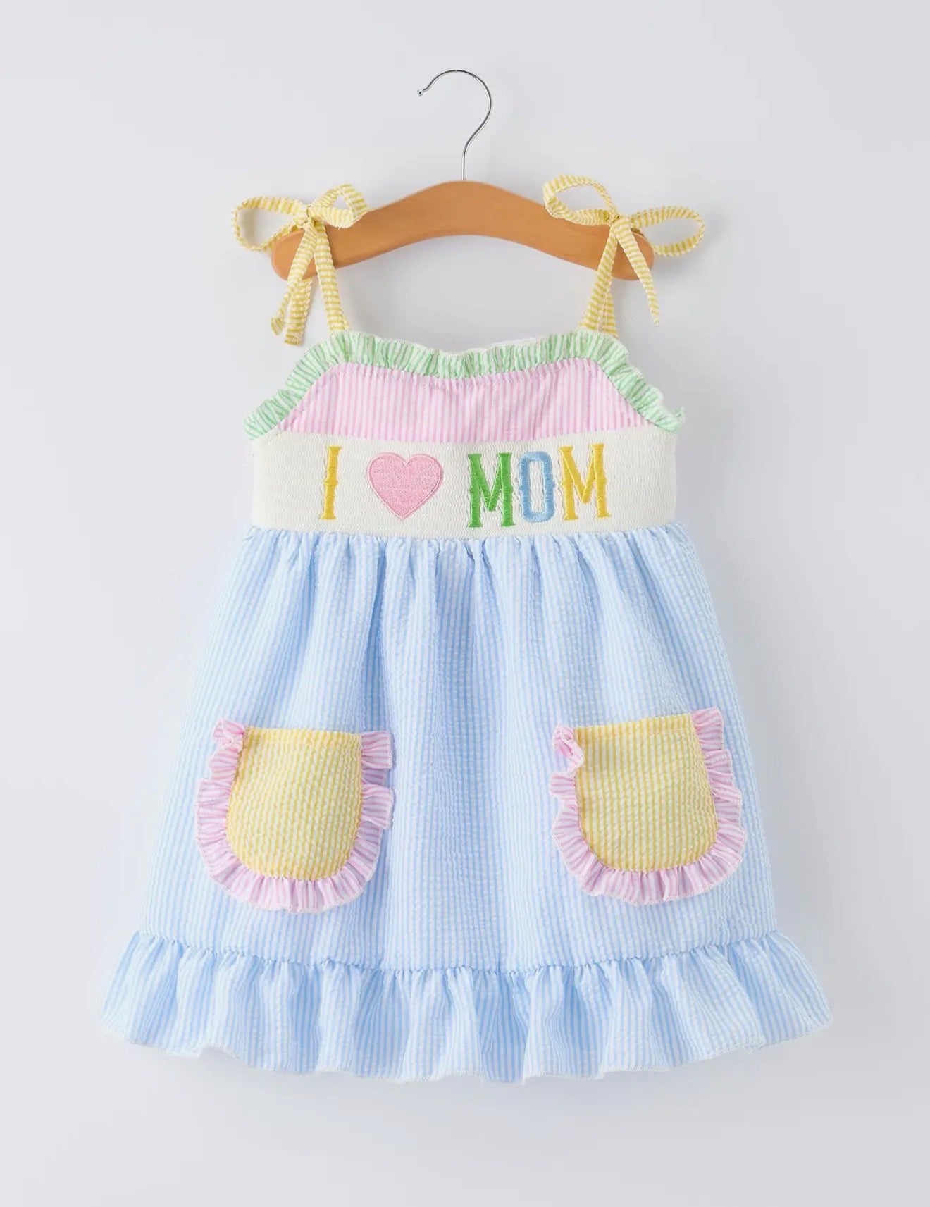 I Love Mom Seersucker Dress