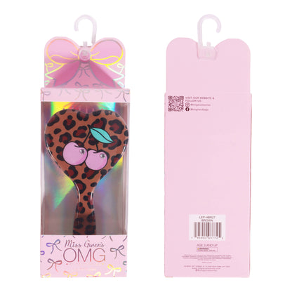 Cherry Leopard Printed Heart Shaped Hairbrush