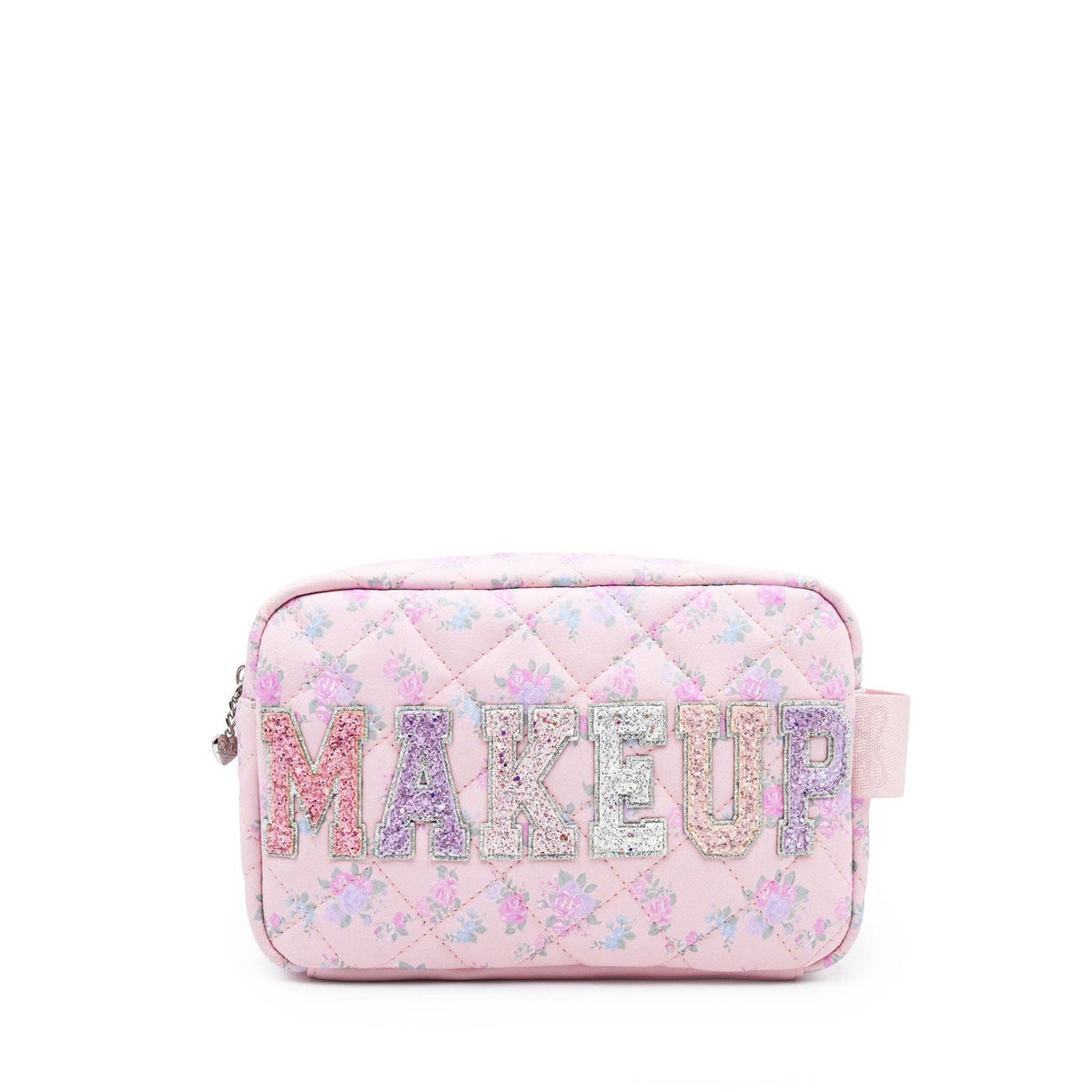 'MAKEUP' Quilted Floral Printed Pouch