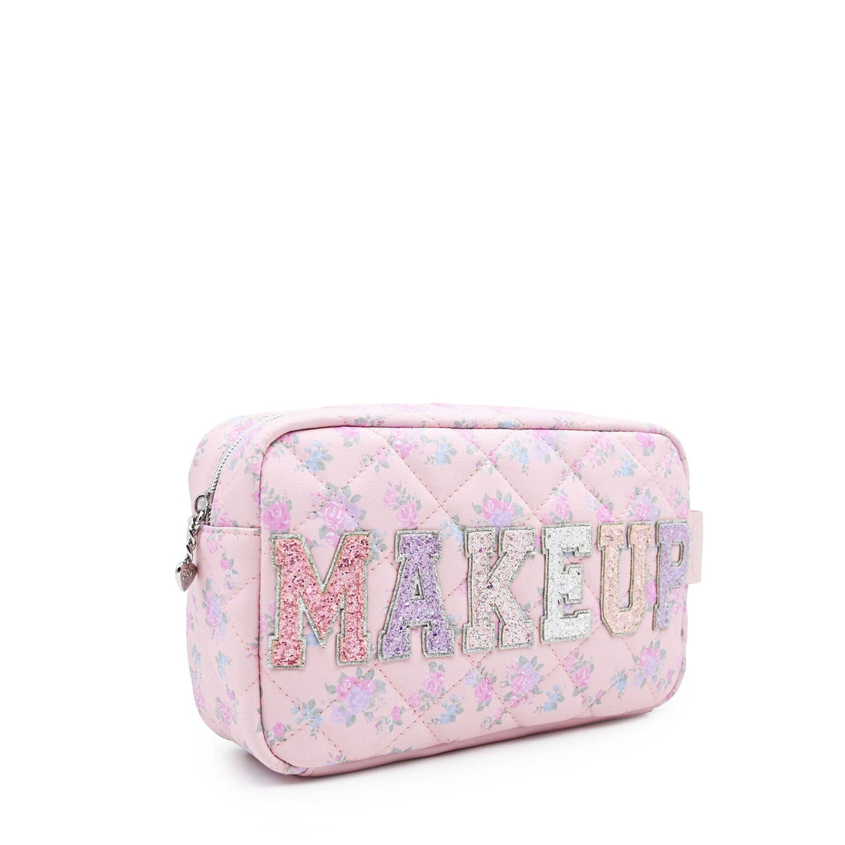'MAKEUP' Quilted Floral Printed Pouch