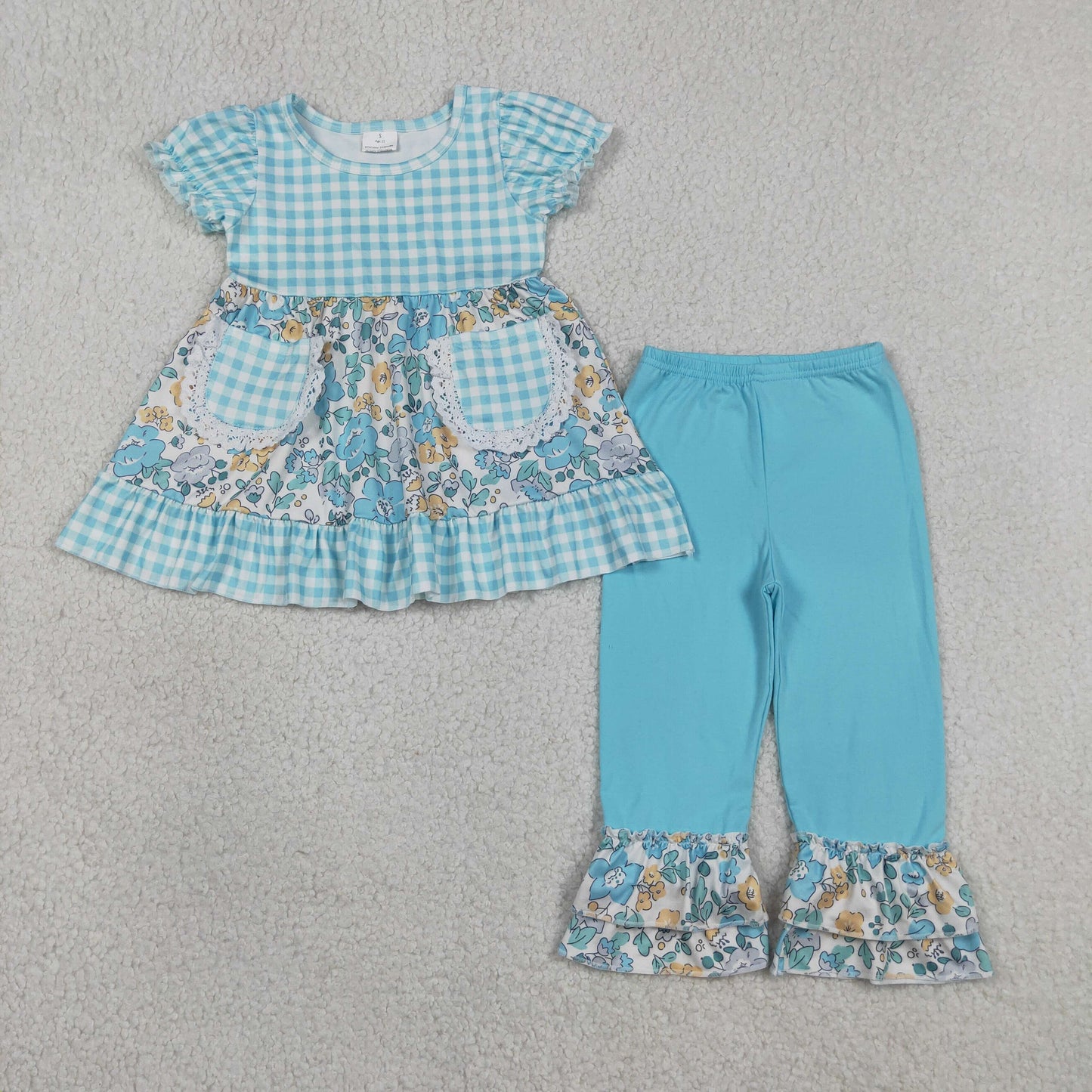 Blue Floral Pant Set