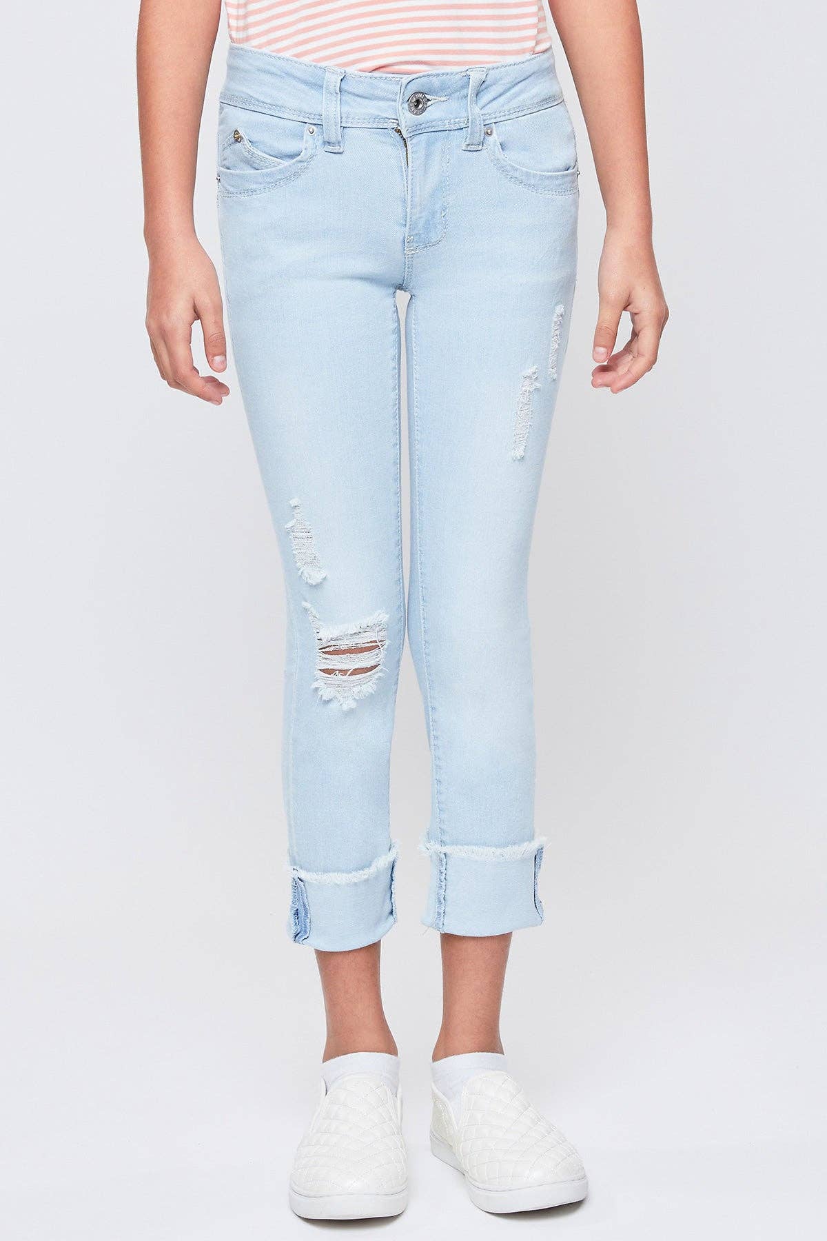 Girls Wannabettafit Mid-Rise Mega Cuff Skinny Jean-GP218953