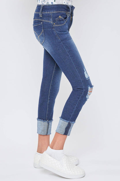 Girls Wannabettafit Mid-Rise Mega Cuff Skinny Jean-GP218953