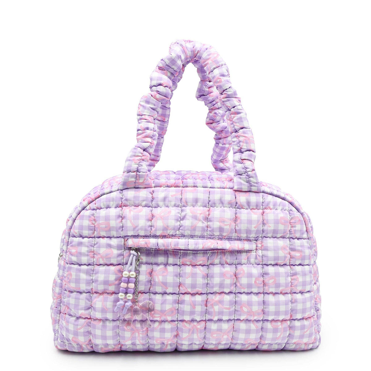 Quilted Scrunchies Gingham Bow Printed Medium Duffle Bag