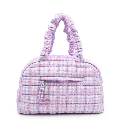 Quilted Scrunchies Gingham Bow Printed Medium Duffle Bag