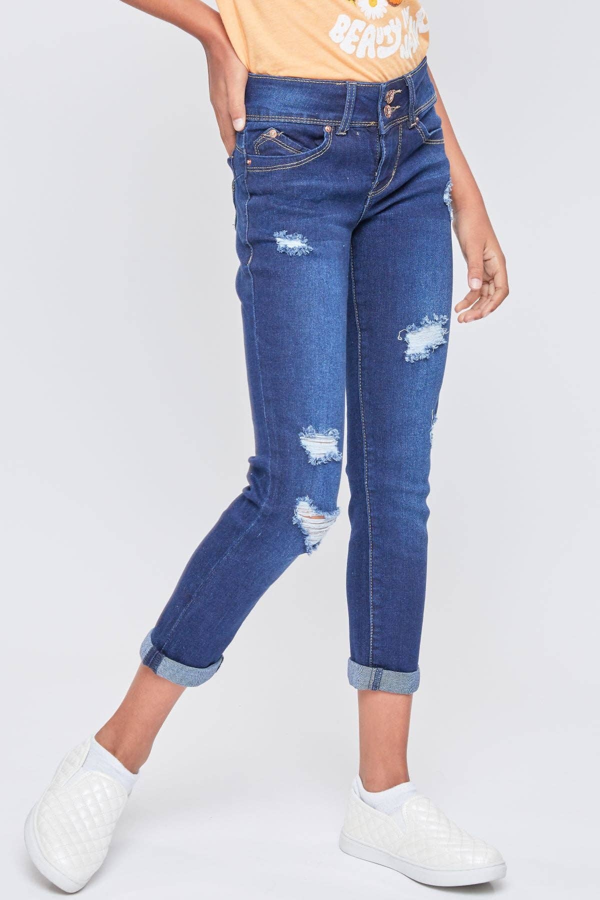 Girls Wannabettafit 2-Button Double Skinny Jeans -GP243051