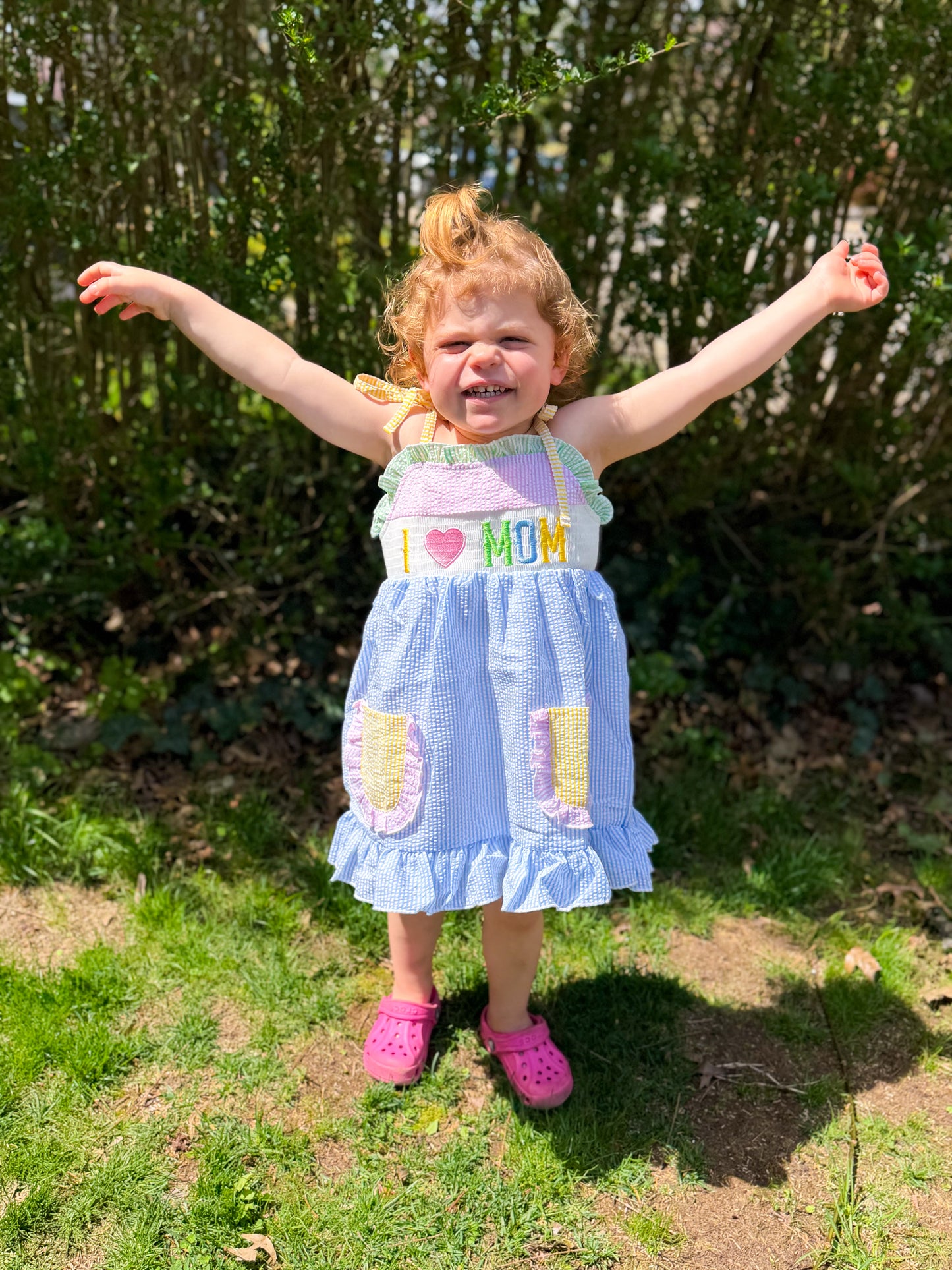 I Love Mom Seersucker Dress