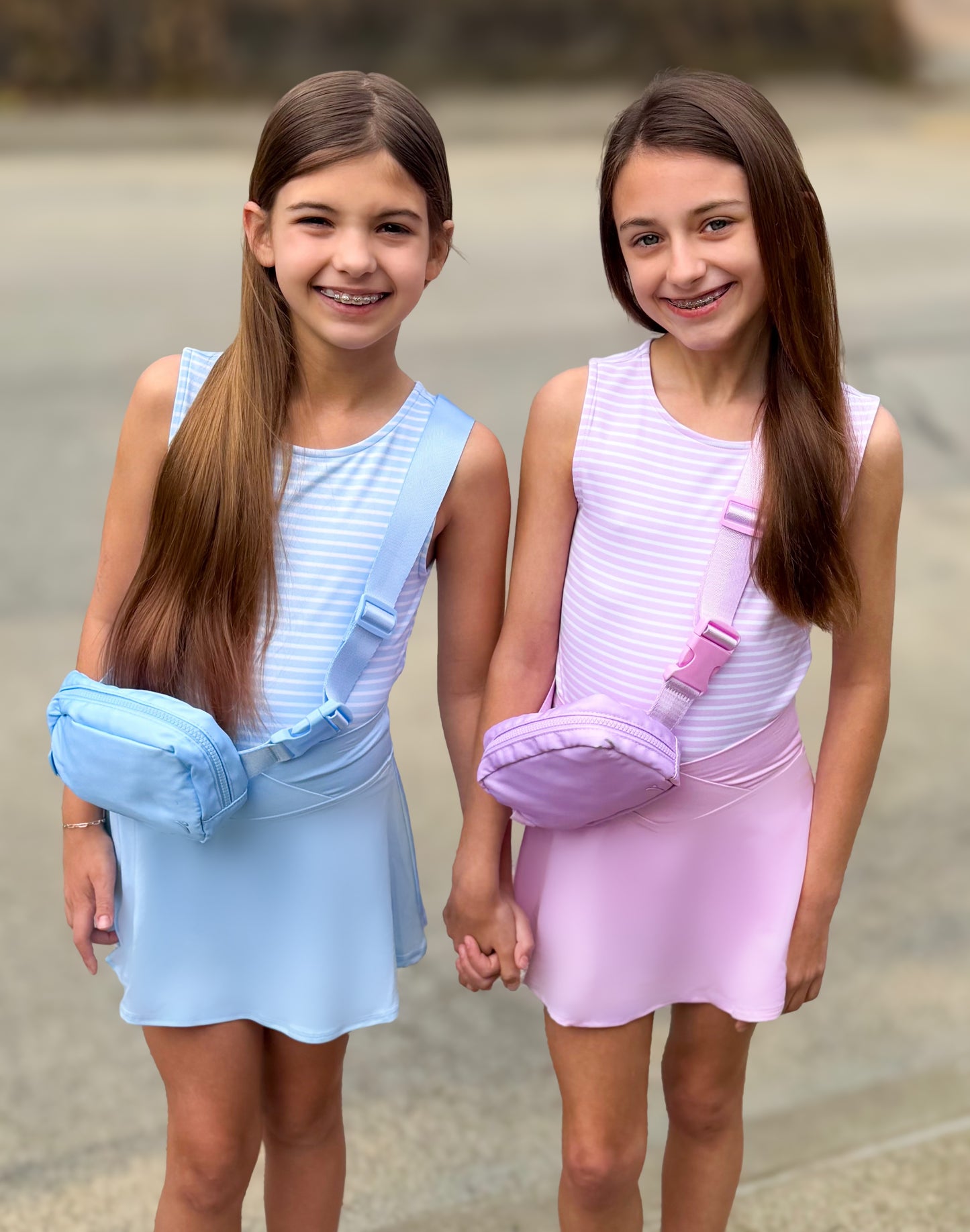 Blue Tank, Crossover Skort, & Belt Bag Set