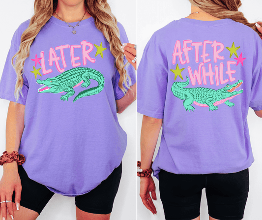Front/Back Later Alligator Purple Shirt