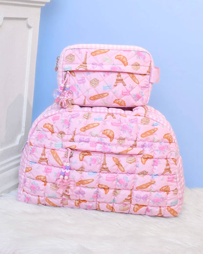 Quilted Paris Printed Medium Duffle Bag