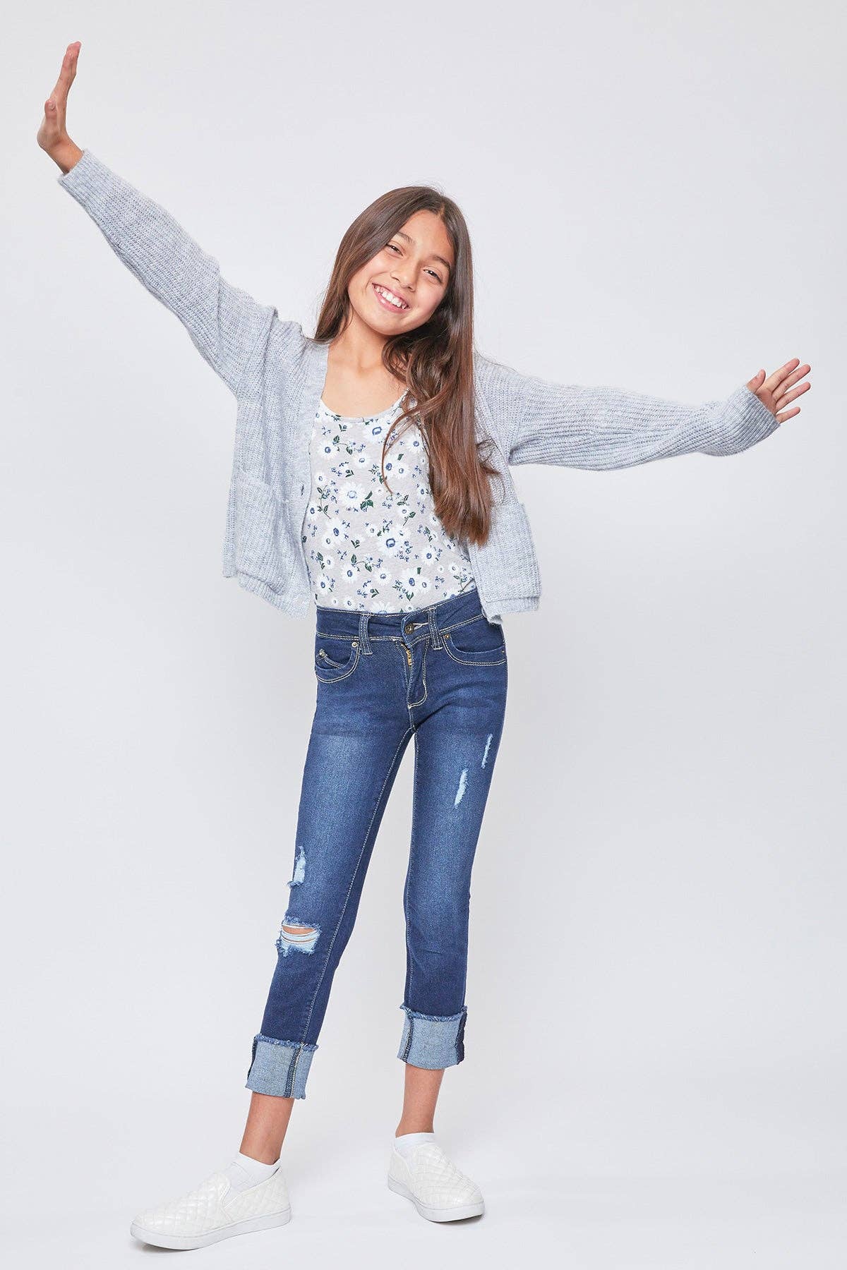 Girls Wannabettafit Mid-Rise Mega Cuff Skinny Jean-GP218953
