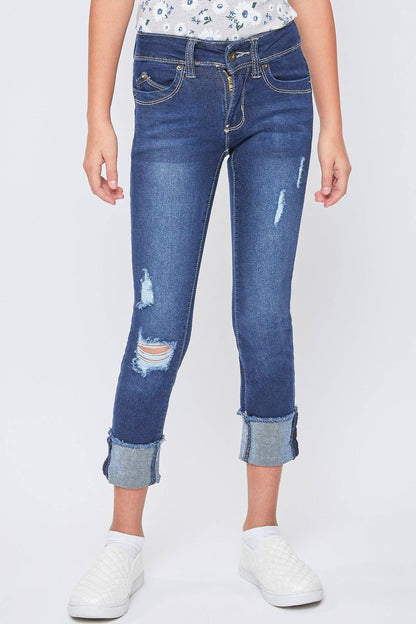 Girls Wannabettafit Mid-Rise Mega Cuff Skinny Jean-GP218953